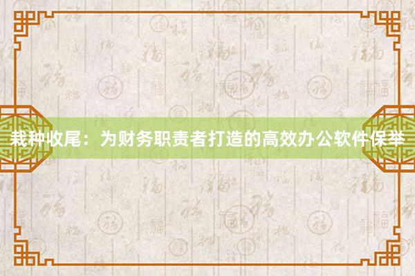 栽种收尾：为财务职责者打造的高效办公软件保举