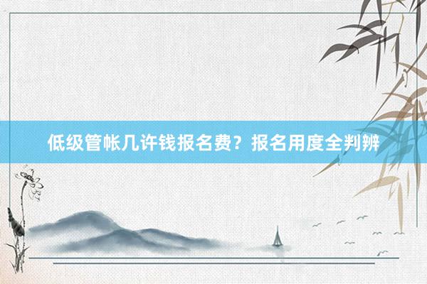 低级管帐几许钱报名费？报名用度全判辨