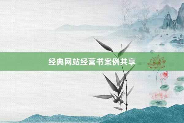经典网站经营书案例共享